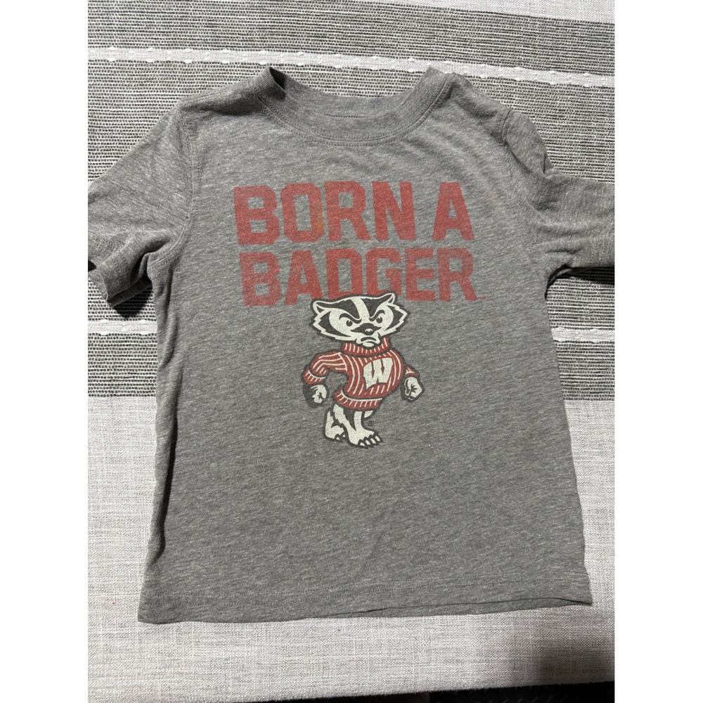 Kids Toddler 4T Gray Wisconsin Badgers Graphic T Shirt Born A Badger